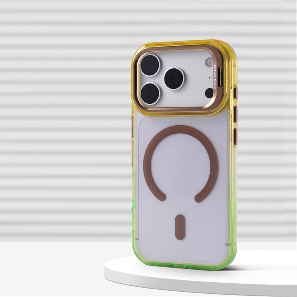 Gradient Color Transparent Magnetic Case For For Iphone 17 16 Pro Max 1 14 Plus 13 For  Lens Holder Shockproof Clear Cover