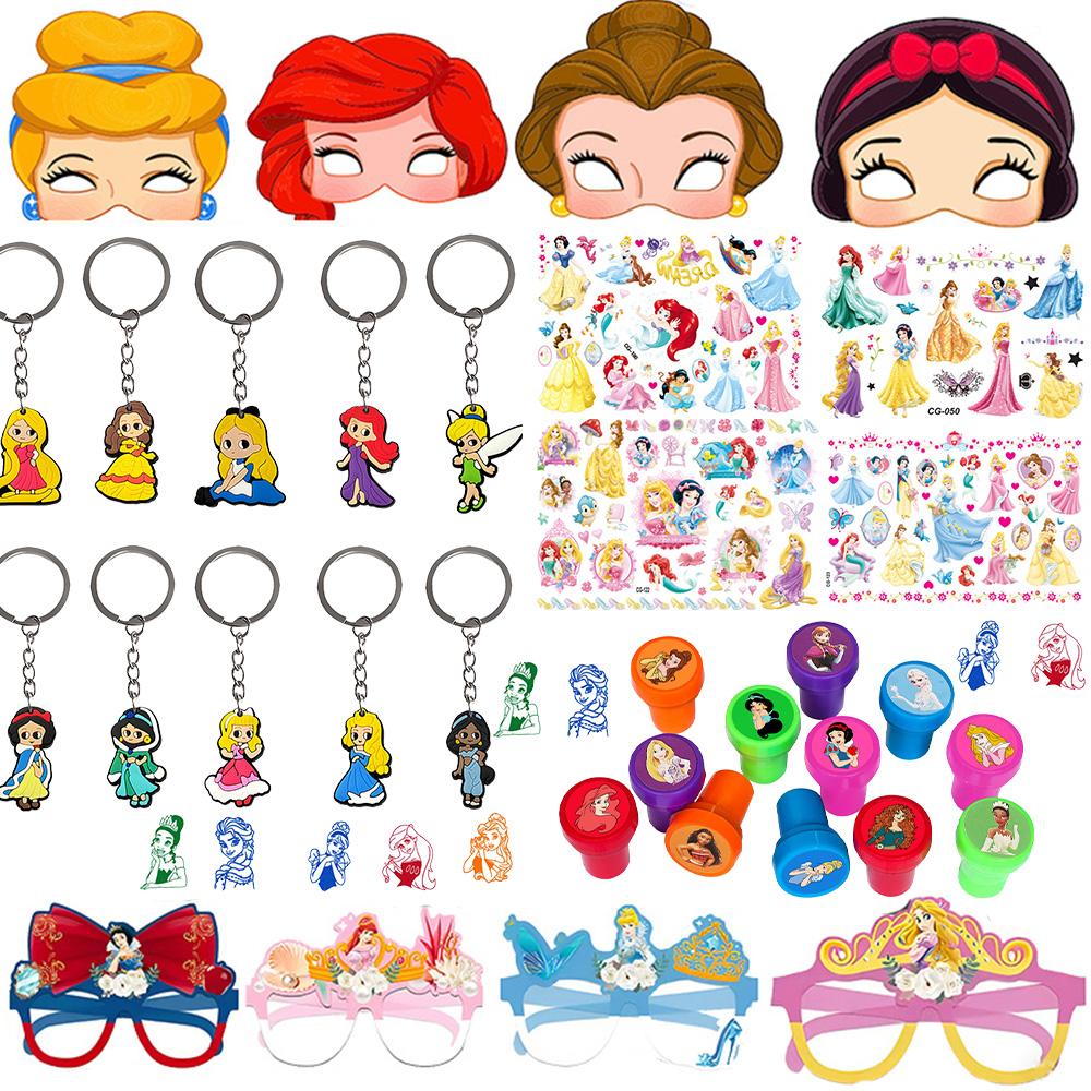 Princess Anime Keychains Stickers Stamps Cosplay Masks Photo Booth Props Gifts for Guests Kids Party Favors Baby Showers
