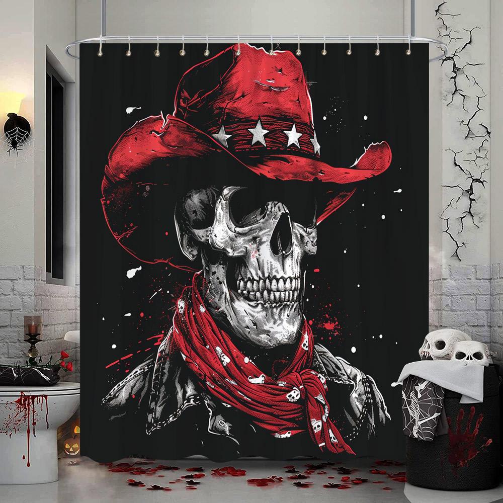 Spooky Halloween Skeleton Shower Curtain Skull Flower Dinosaur Western Cowboy Polyester Fabric Shower Curtains Bathroom Decor
