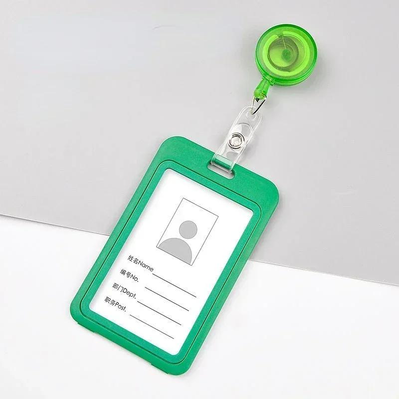 1Set Retractable Badge Holder Reel Staff Nurse Plastic Working ID Name Tag Holder Student Bus Pass Card Cover Case ID Sleeve