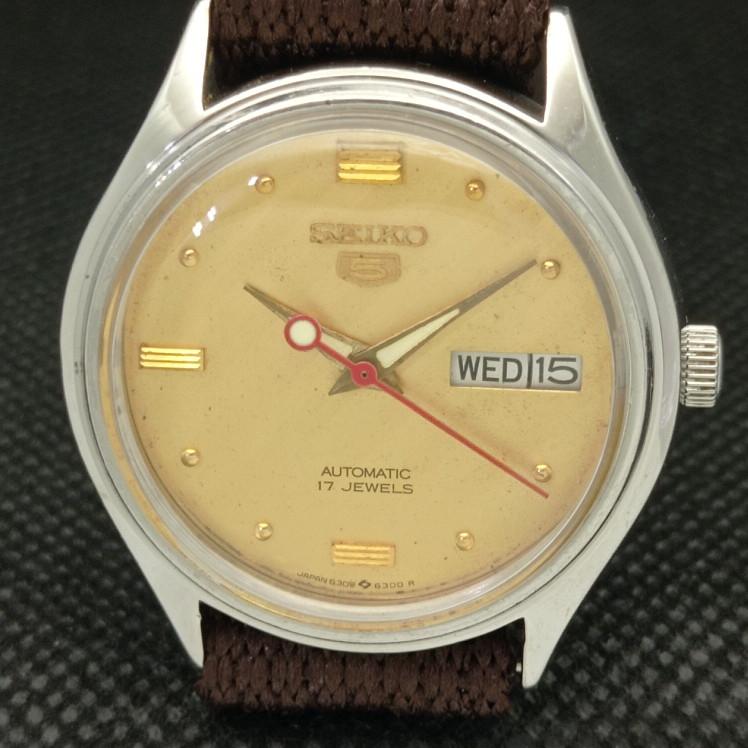 USED VINTAGE SEIKO 5 AUTO 6309A JAPAN MENS ORIGINAL DIAL WATCH 608i-a316915-2 SKU608i-a316915