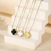 High-end Four-leaf Clover Titanium Steel Necklace with 15mm Lucky Clover Pendant Simple Jewelry