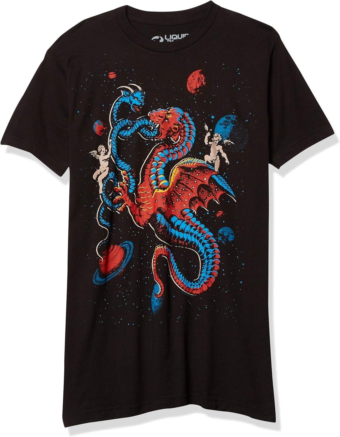 Liquid Blue Fantasy Celestial Dragons T-Shirt S