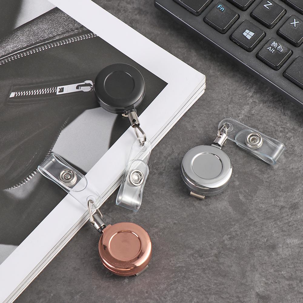 1PC Retractable Badge Pull Buckle Metal Retractable ID Card Badge Reel Holder Door Pass Chain Work Card Keychain Office Supply