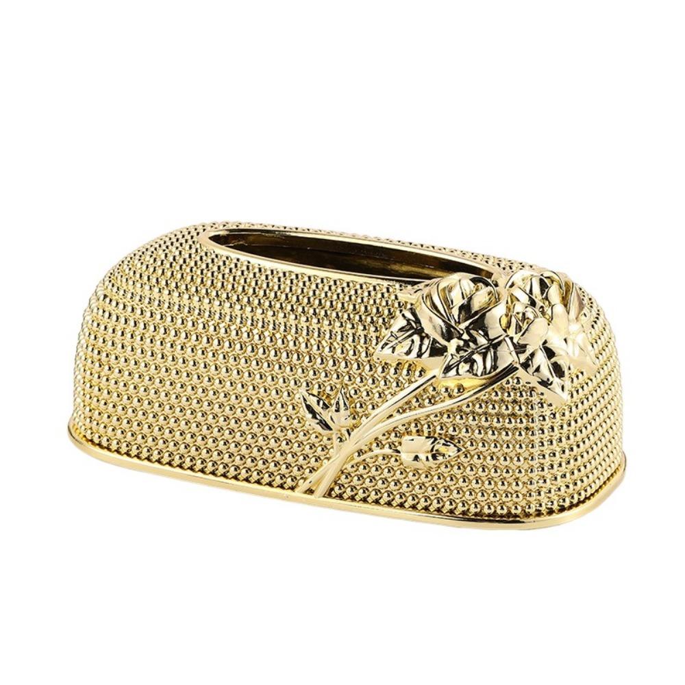 Large-capacity Vintage Napkin Holder Luxury Plastic Paper Case European-style Tissue Box  Bathroom золотой