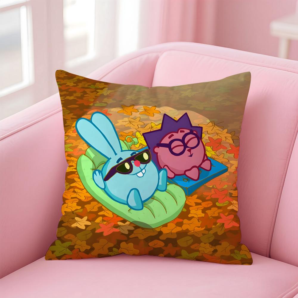 

Cute Funny Educational Cartoon KKikoRiki Cushion Cover Pillowcase Short Plush Invisible zipper Room Sofa Cushion Cover 30X30cm