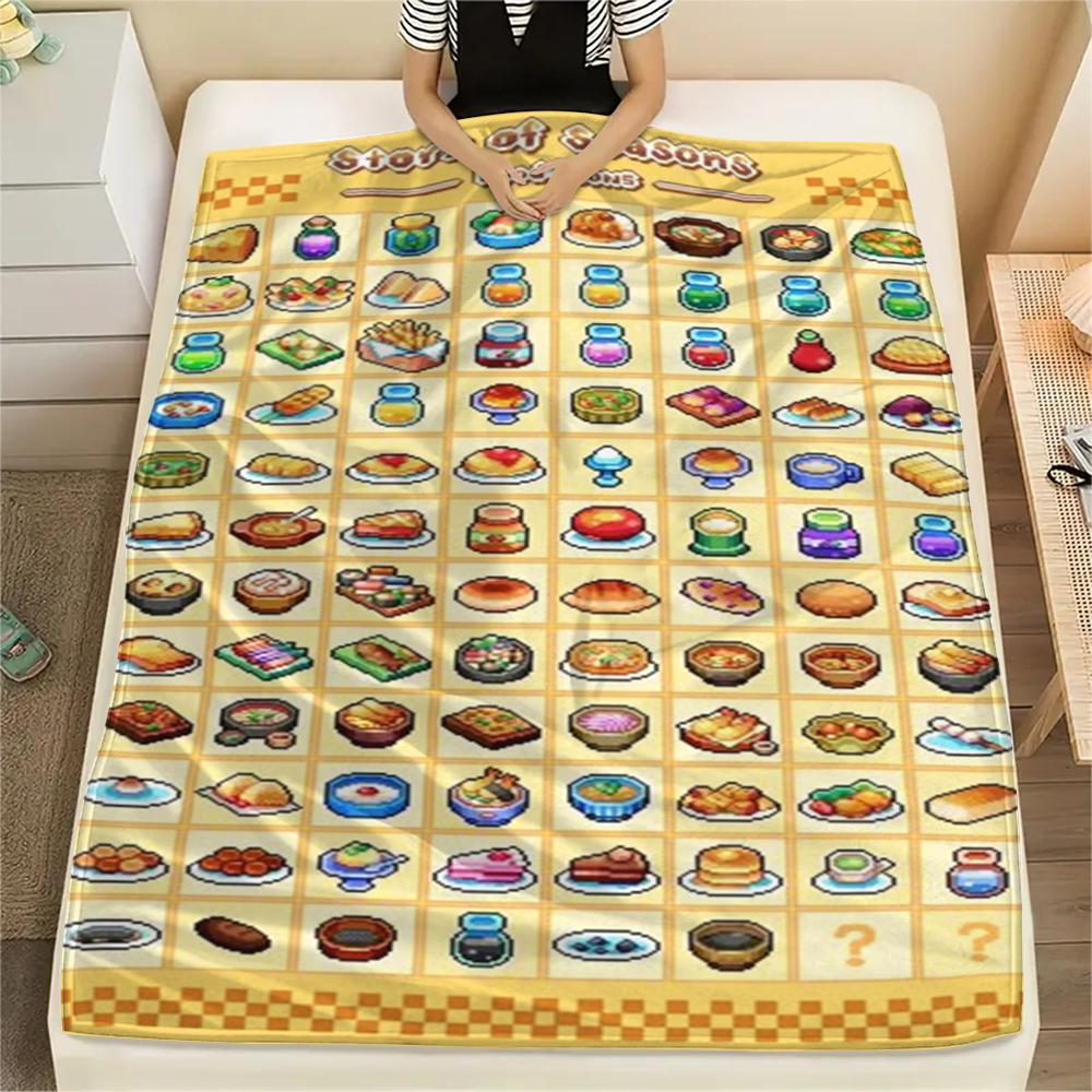 1PC Stardew Valley Print Flannel Blanket, High quality Comfortable for All Seasons, Home Decor, Warmth and Comfort, Perfect for Christmas Gifts179