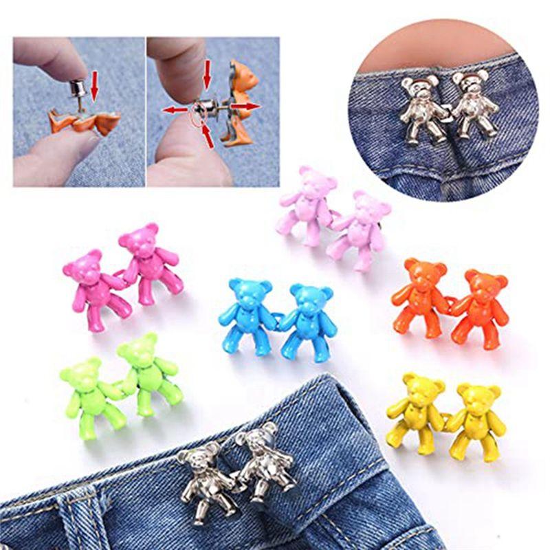 BHBL Adjustable Jeans Button Pin Set Waist Tightener Bear Clip Bear Pants Clip Bear Buttons for Jeans Skirt