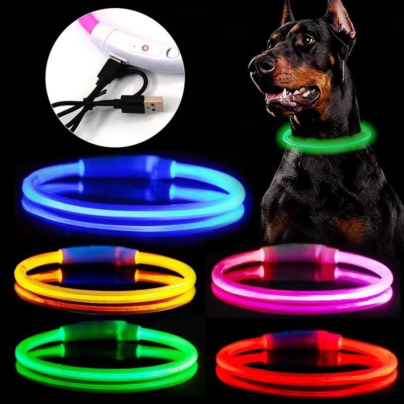Collare per Cani a LED Luminoso USB Collare per Gatti Cani 3 Modalità Luce LED Incandescente Prevenzione Perdita Collare LED per Cani Accessori per Cani Domestici