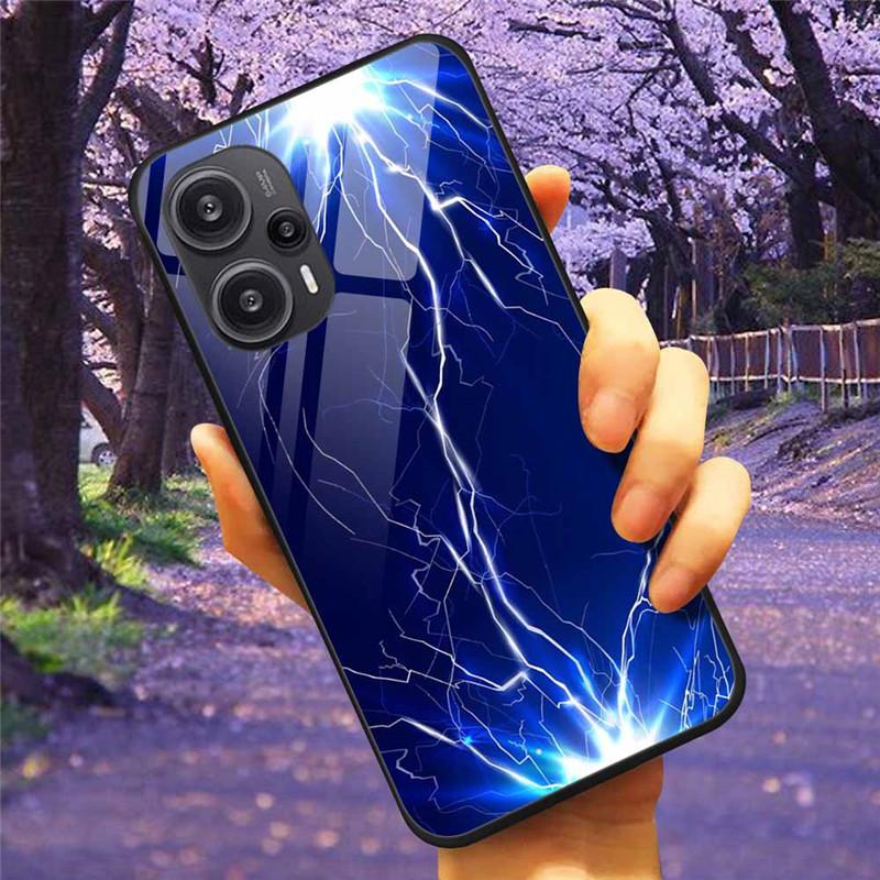 For Xiaomi Poco F5 5G / F5Pro Case Tempered Glass Lake Moon Hard Phone Cover for POCO F5 Pro Capas Funda on PocoF5 Luxury Coque