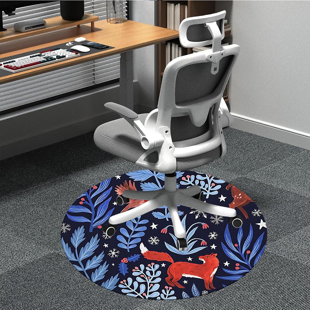 1PC Winter Wildlife Office Round Area Rug, Mat Suitable For Office, Under Office Chairs Bedroom Living Room Home Decor, Room Deco