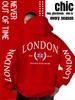 Sweat à capuche décontracté ample pour homme, "Sweatshirt tendance imprimé style britannique Londonien", mode de rue décontractée automne et hiver.