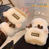 New Christmas Antlers Plush Gloves Women's Thickened Warm Cute Student Cycling Cold-proof Half-finger Gloves