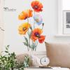 Decorative Flower Decals for Glass Doors 2Pcs Watercolor Wall Stickers, PVC Waterproof Floral Decals, Peel And Stick Creative Art Gifts Decor,