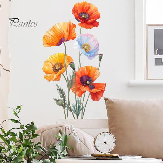 Decorative Flower Decals for Glass Doors 2Pcs Watercolor Wall Stickers, PVC Waterproof Floral Decals, Peel And Stick Creative Art Gifts Decor,