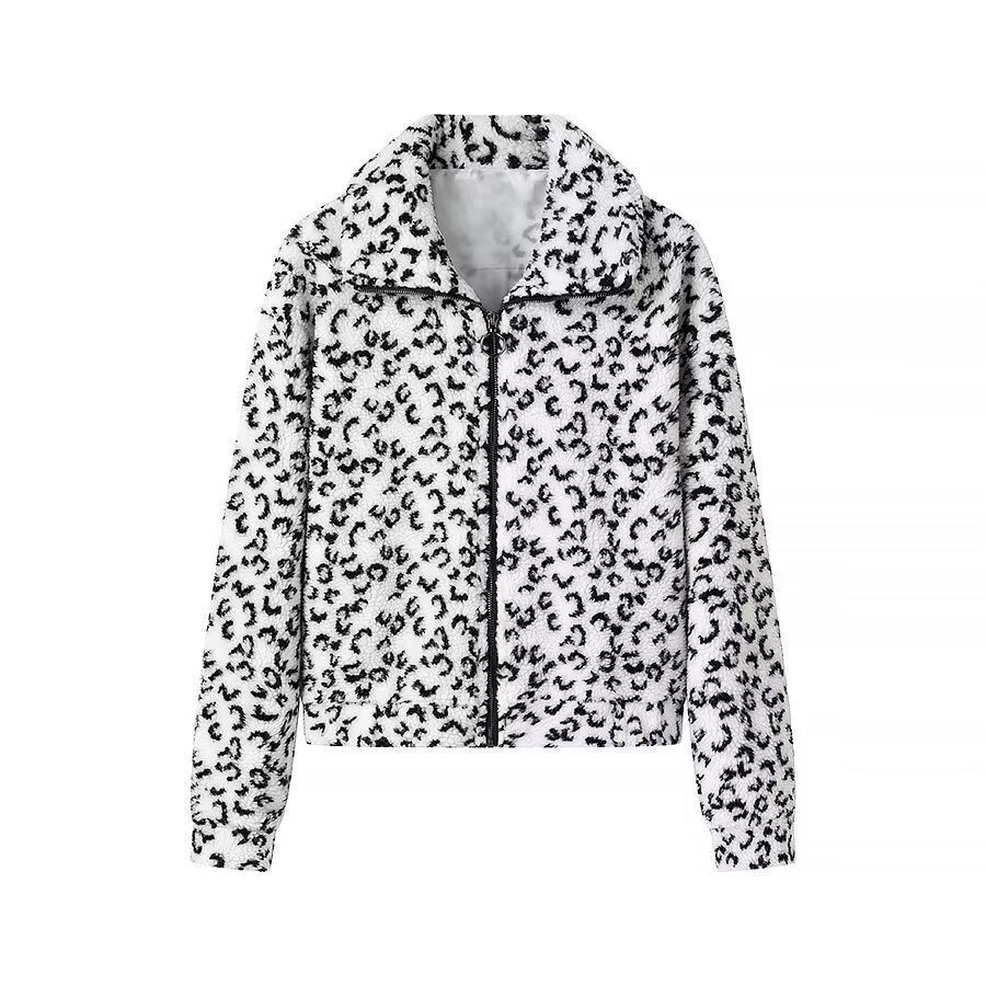 

Пальто из овечьей шерсти с животным принтом - Европейская и американская уличная мода для женщин 2024 Осень/Зима M