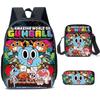 The Amazing World of Gumball Anime 3Pcs/Set Backpack Student School Shoulder Bag Kid Cute Travel Backpack Children Birthday Gift