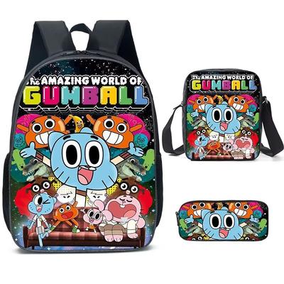 Lumea Uimitoare a lui Gumball Anime Set 3 Bucăți Rucsac Student Școală Geantă de Umăr Copil Drăguț Rucsac de Călătorie Cadou Ziua Copiilor