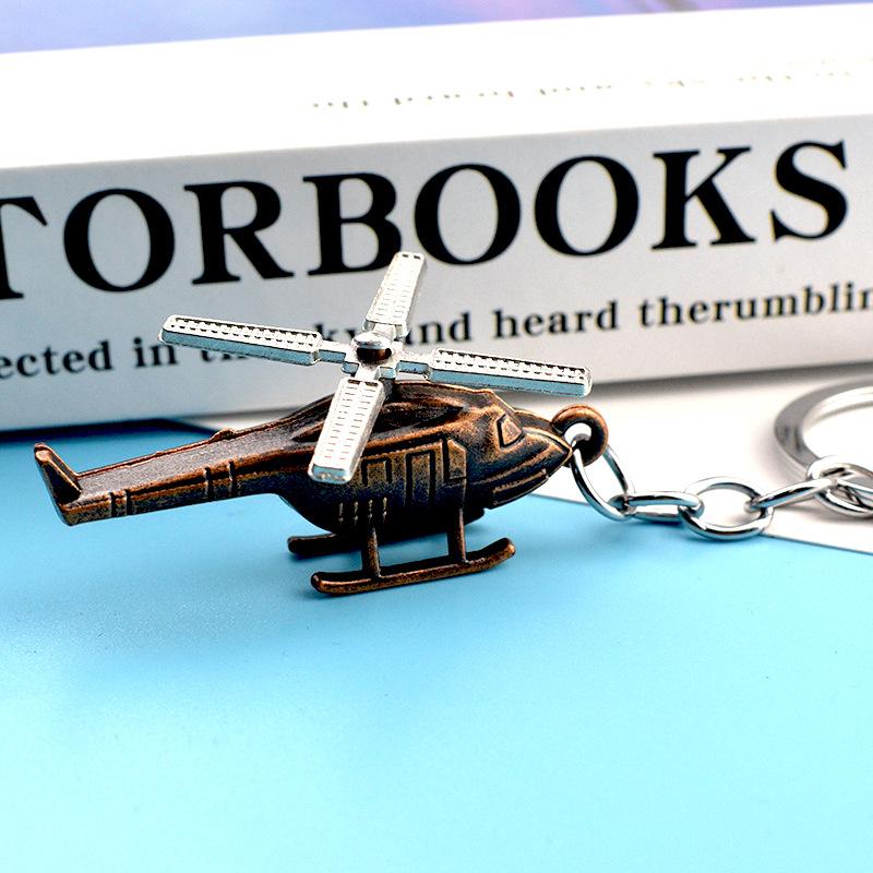 Creative Helicopter Keychain Metal Combat Aircraft Model Keyring Fashion Car Key Waist Buckle Pendant For Men Teens Pilot Gifts