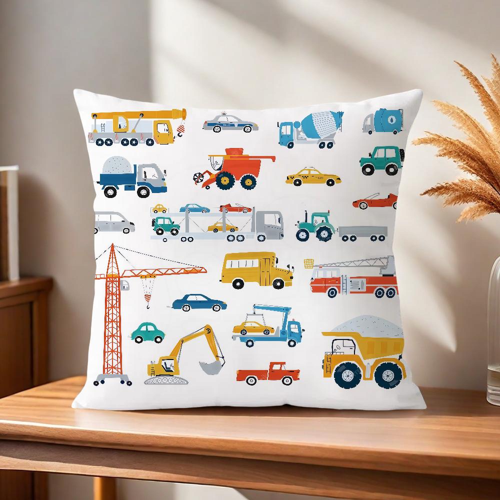 ART Transportation Cars Truck Boat Racing Soft Pillow Case for Sofa Living Room Home Office Decor Protective Covers Without