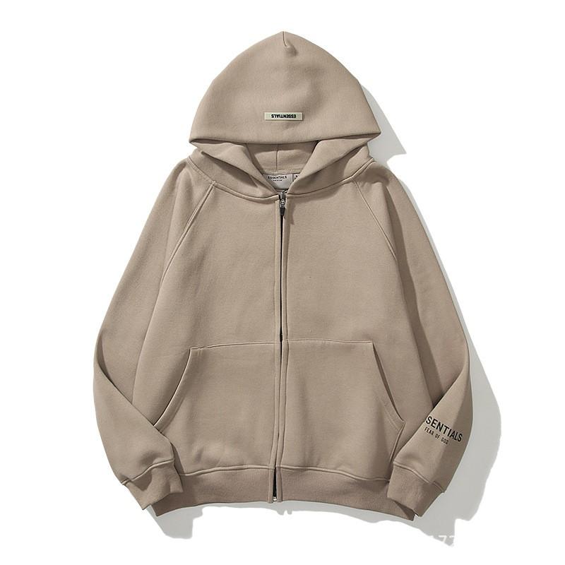 Temel Sokak Giyimi Kapüşonlu Fermuarlı Sweatshirt Erkek Kadın Pamuk Karışımı Hafif Günlük Pullover
