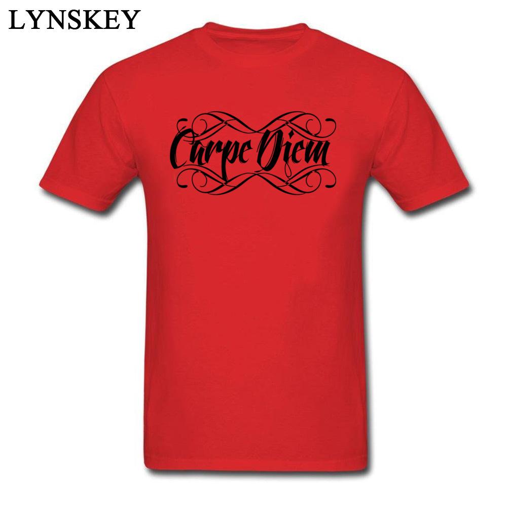 Latest Carpe Diem Letter Print Men Tshirt Art Design Casual Black White Tee Shirts Crewneck Tops Pure Cotton Cloth S
