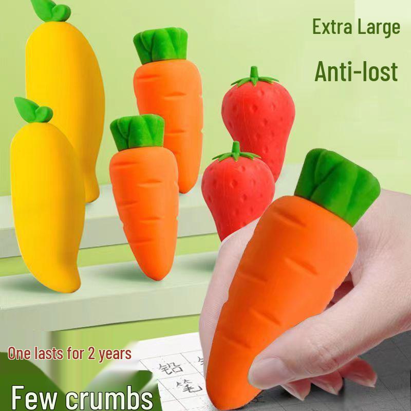 Jumbo Carrot-Shaped Eraser - Clean, No Marks, No Crumbs - Creative Student Stationery