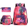 3Pcs/set Anime Cartoon Hatsune Miku Printed Backpack with Shoulder Bag Pencil Case for Teenager Student Boy Girl Large Capacity Waterproof Schoolbag