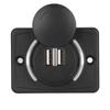 3.1A  12V/24V Black Car Dual USB Port Power  r Socket Outlet with LED (White)
