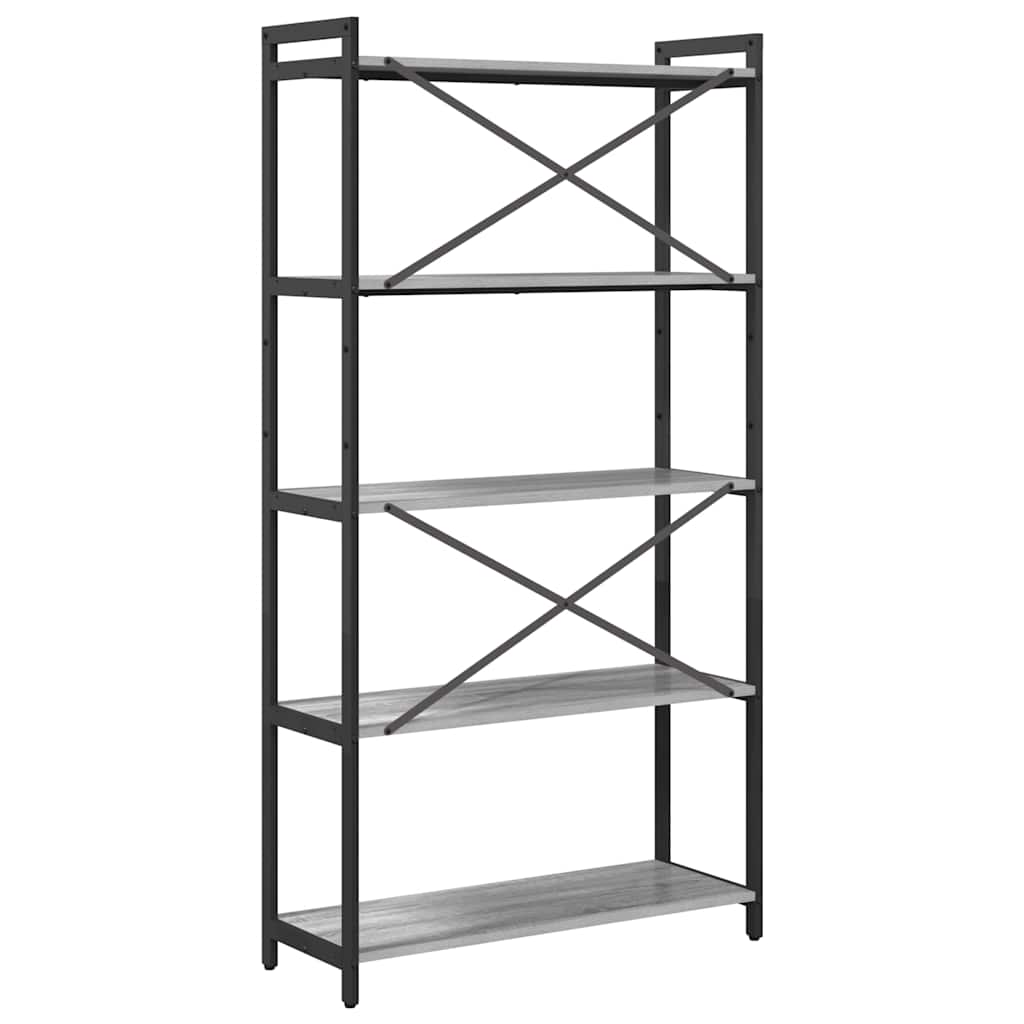 Bookshelf 80 x 30 x 155 cm Engineered Wood Grey Sonoma