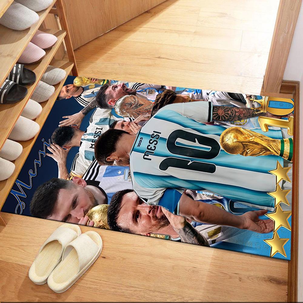 Messi 536 Fußmatten-Design für Eingangsbereich Foyer Wohnzimmer Flur Rutschfester Teppich Anime Bürodekoration Perfektes Geschenk für Valentinstag Hochzeit Geburtstag