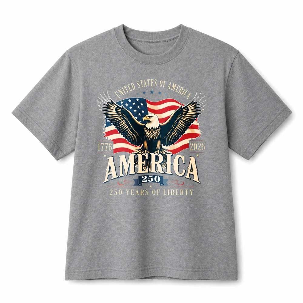 America 250th Anniversary Retro Eagle Patriotic Graphic Cotton T-Shirt Unisex L