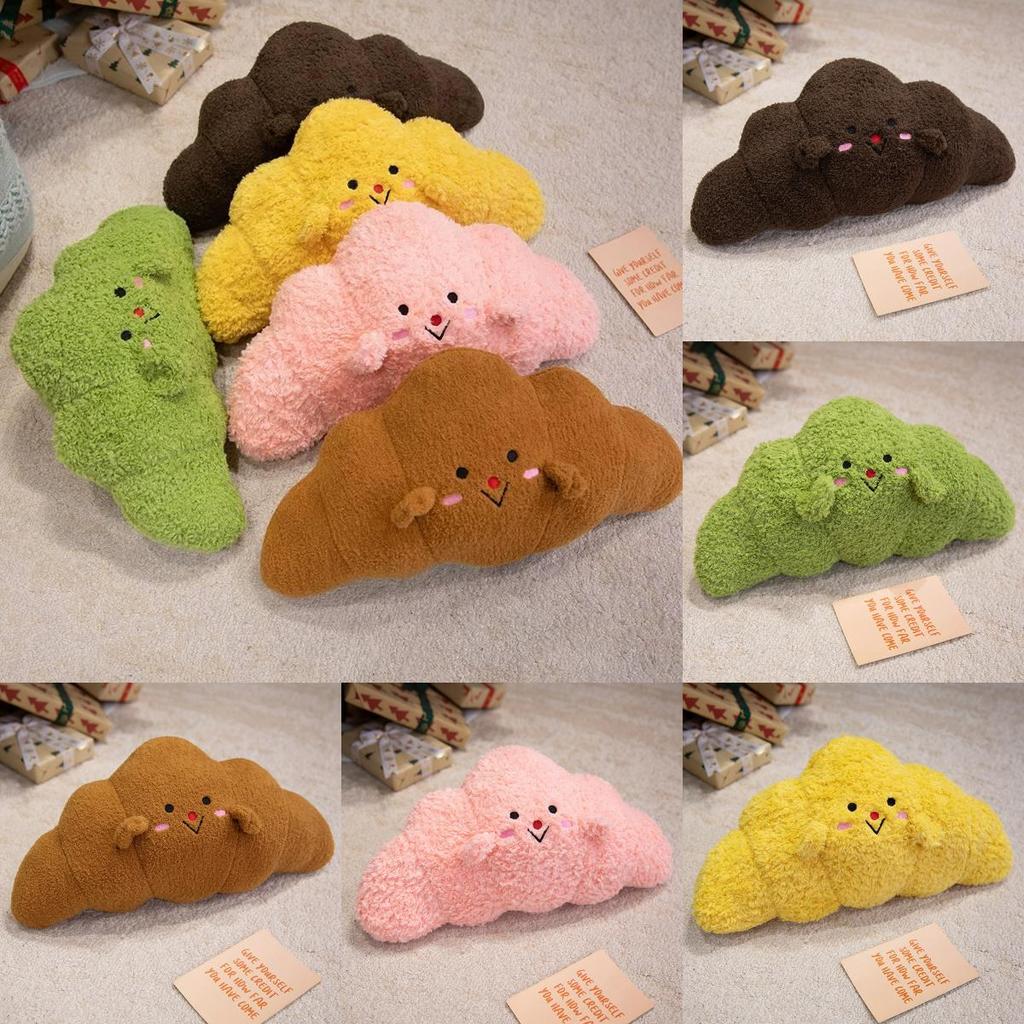 Cute Croissant Plush Pillow With Embroidery Design For Daily Sleeping Bedroom