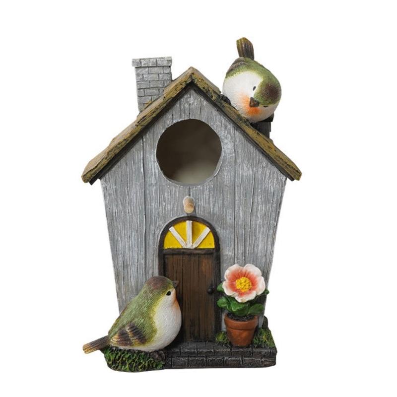

Resin Bird House Waterproof Outdoor Easy Installation Garden House Attracts Bird Hummingbird Shelter Cage Nest 1