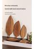 Leaf-Shaped Japanese Walnut Wood Snack Tray - Irregular Solid Wood Fruit Bowl with Vein Design