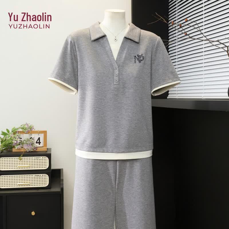 YUZHAOLIN Women s Summer Casual Two-piece Sportswear Set 5XL