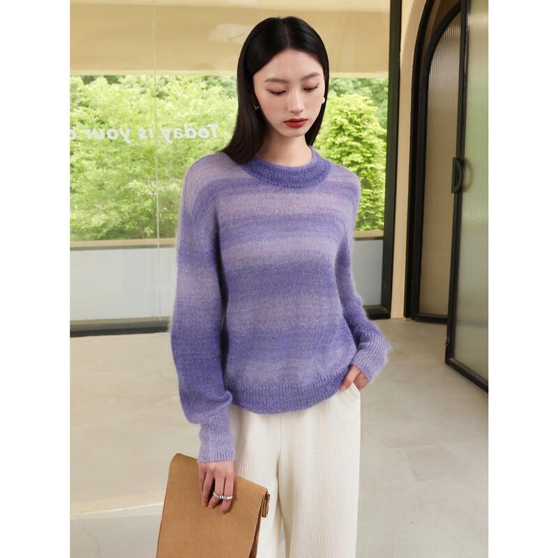 JUZUI Gradient Drop-Shoulder Mohair Knit Sweater
