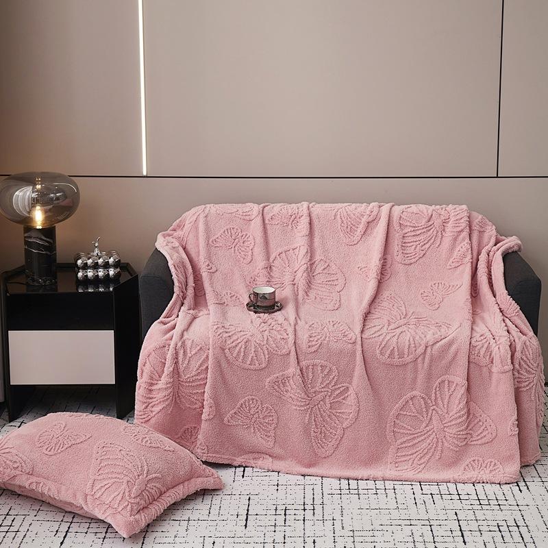 Butterfly Jacquard Four Seasons Flannel Blanket with Exquisite 3D Butterfly Comfortable and Warm Suitable for Bed Sofa Camping Blankets