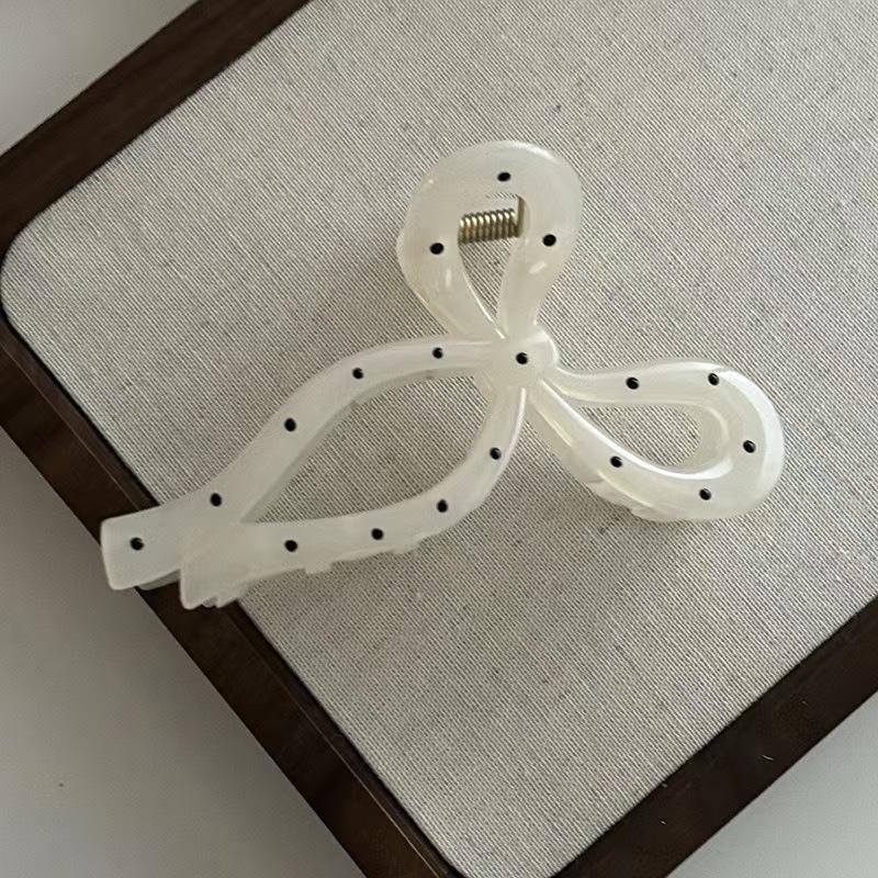 

French Style Hair Claw with Black White Polka Dot Hair Accessory Large Hair Claw in New Design Chic Black and White Polka Dot