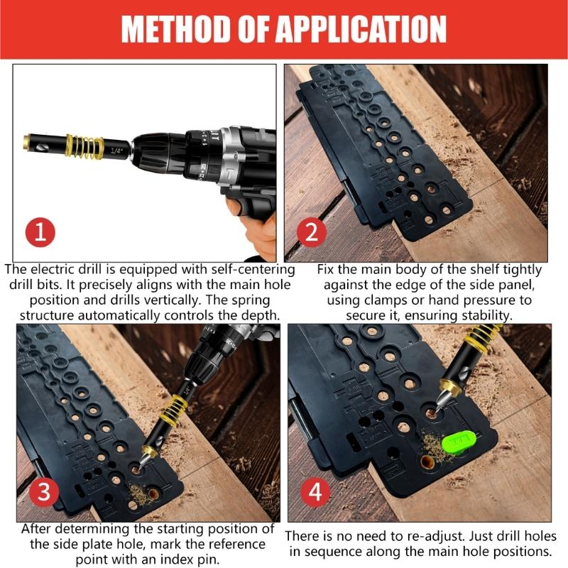 Hinge Installation Guide Tool Includes Auto Alignings Drill Bit and Closed Compartment Organization