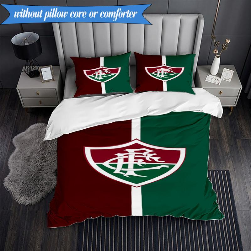 3PCS Flumi-nense Football Crest Printed Soft Bedding Set,Including 1pc Duvet Cover And 2pcs Pillowcases Perfect for Bedroom, Dormitory, Fan gift
