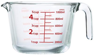 ADERIA Bakecook Measuring Cup 1000 (1200ml), Heat-Resistant Glass, Microwave and Oven Safe, H3883