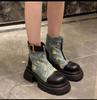 Thick Bottom Cowboy Female Women Boots Platform Thick Sole Short Boots for Women  Lady Motorcycle Boots Women D304