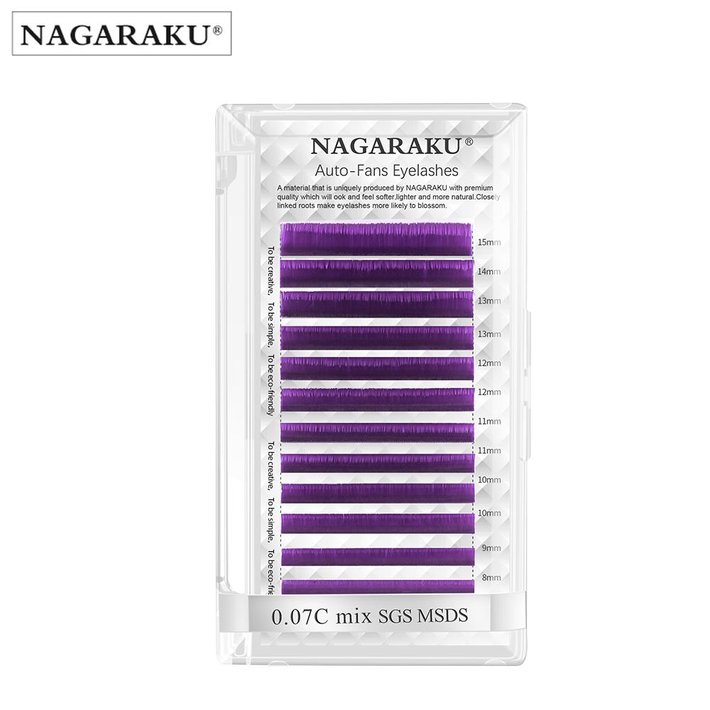 

Цветные легкие веерные ресницы NAGARAKU коричневые, фиолетовые, синие, смешанные, 8-15 мм, 12 линий, мегаобъемное наращивание ресниц 0.07C 8-15mm