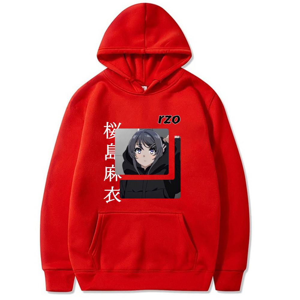Sakurajima Mai Japonské animační mikina s kapucí Pánská Dámská Harajuku Pulovr Street Wear Unisex Podzim Zima Plyšový svetr