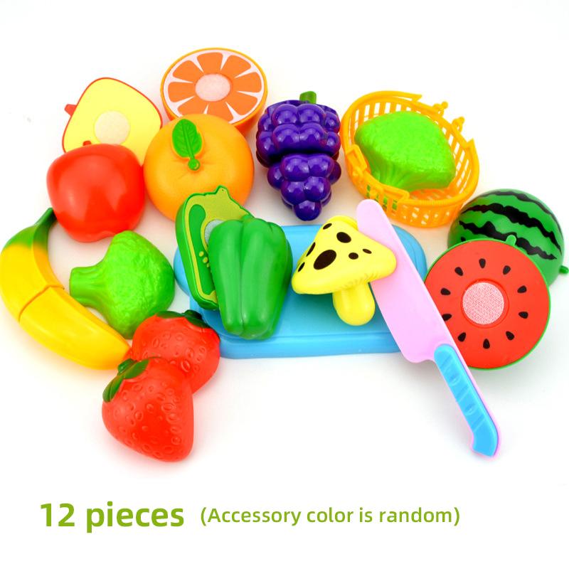 DIY Fruit Cutting Toys Fruits And Vegetables Parent-Child Simulation Pretend Play Kitchen Toy Food with Basket Kids Christmas