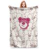 Super Soft Lotso Strawberry Bear Throw Blanket Premium Flannel Fleece Lightweight Bed Blanket Super Cozy Blankets All Season Use