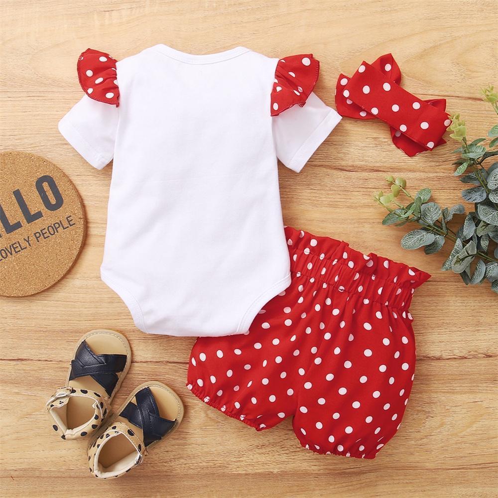 0-18 Monate Neugeborenes Baby Mädchen Süßes Pünktchen Sommer Outfit Set Kurzarm Body+Hose+Stirnband Kleinkind Mädchen Kleidung