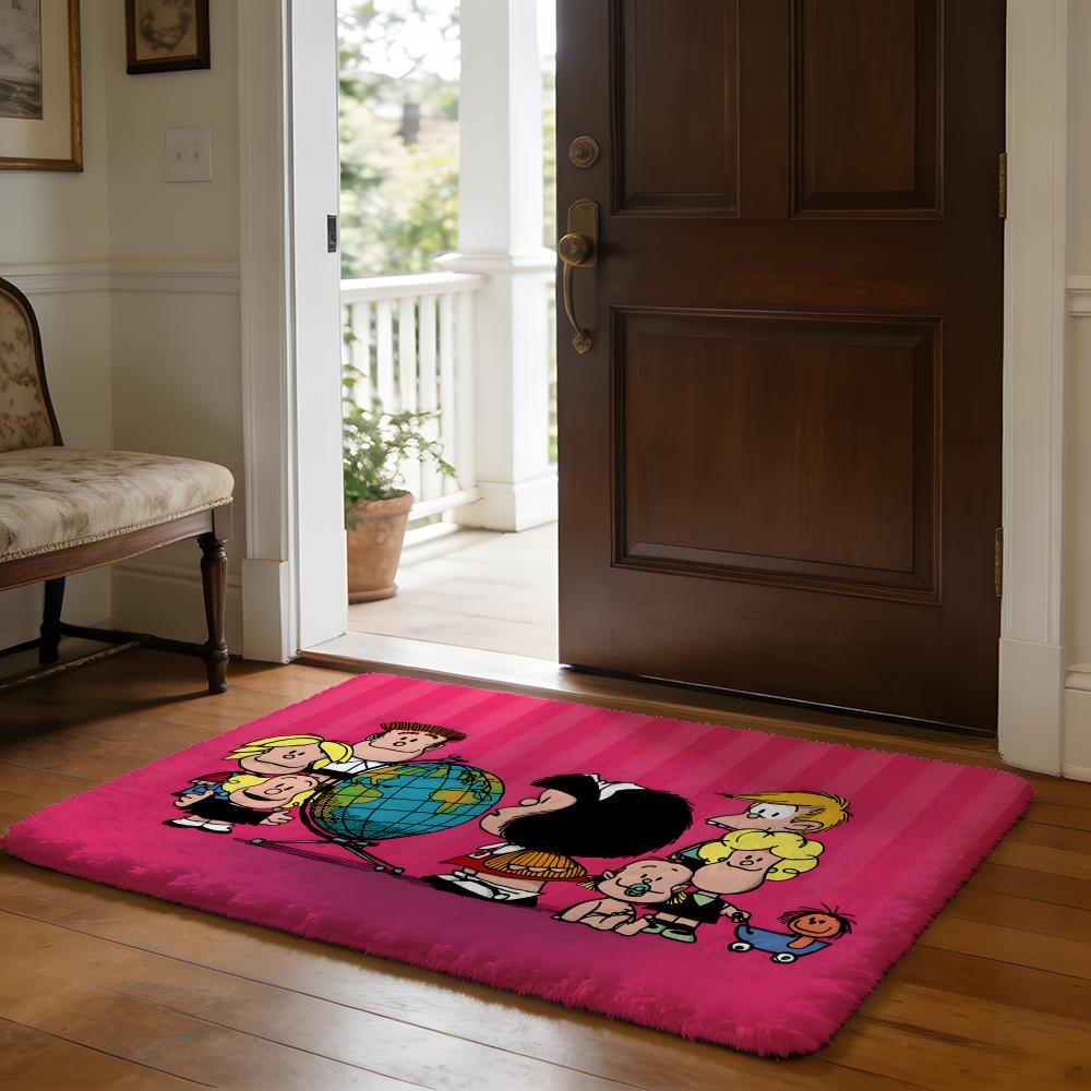 Tappetino da Pavimento Carino a Cartone Animato Mafalda Tappetino Assorbente Morbido in Flanella Tappeto Antiscivolo Casa Camera da Letto Bagno