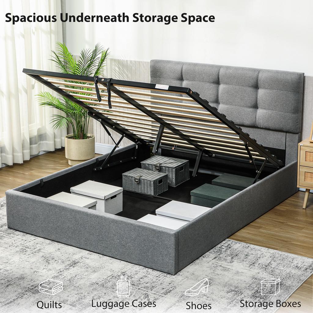 5ft King Ottoman Bed with Gas Lift Storage - Grey
